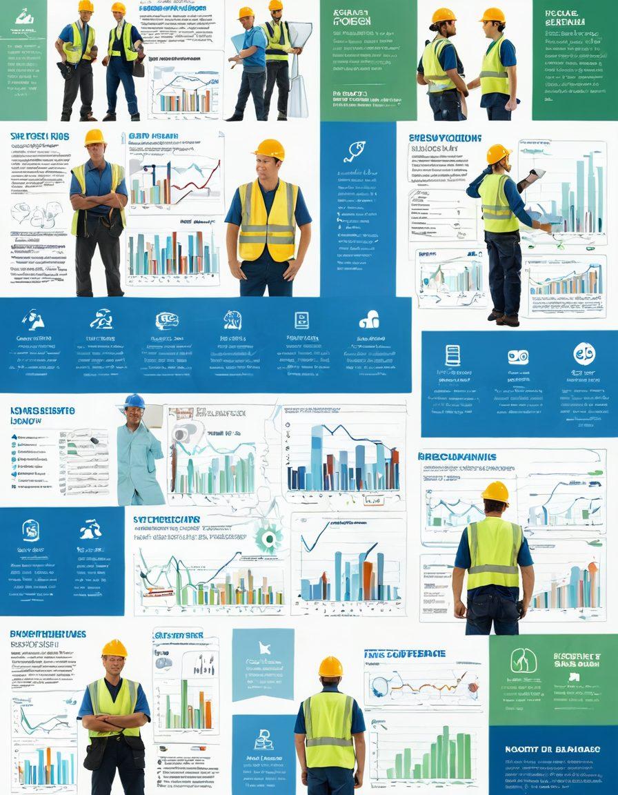 A dynamic collage showcasing diverse contractors at work, overlayed with star ratings and reviews. Highlight local landmarks in the background to enhance the sense of community. Use a color palette that signifies trust, like blues and greens, while emphasizing professionalism and quality service. Like a dynamic infographic, merging images of tradespeople with charts and feedback bubbles. vibrant colors. super-realistic. white background.